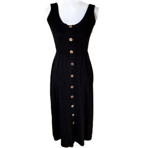 Reformation Sleeveless Black Button-up Midi Dress - Size Medium